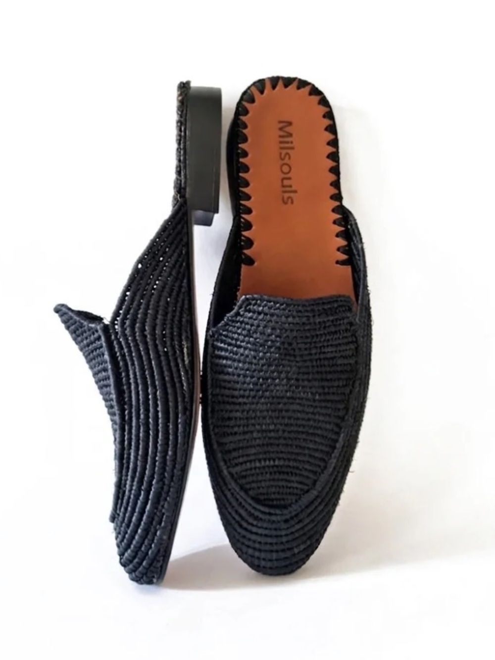 Milsouls Saint Raffia Mules Navy Woven Slip-On Size 13 NWOT